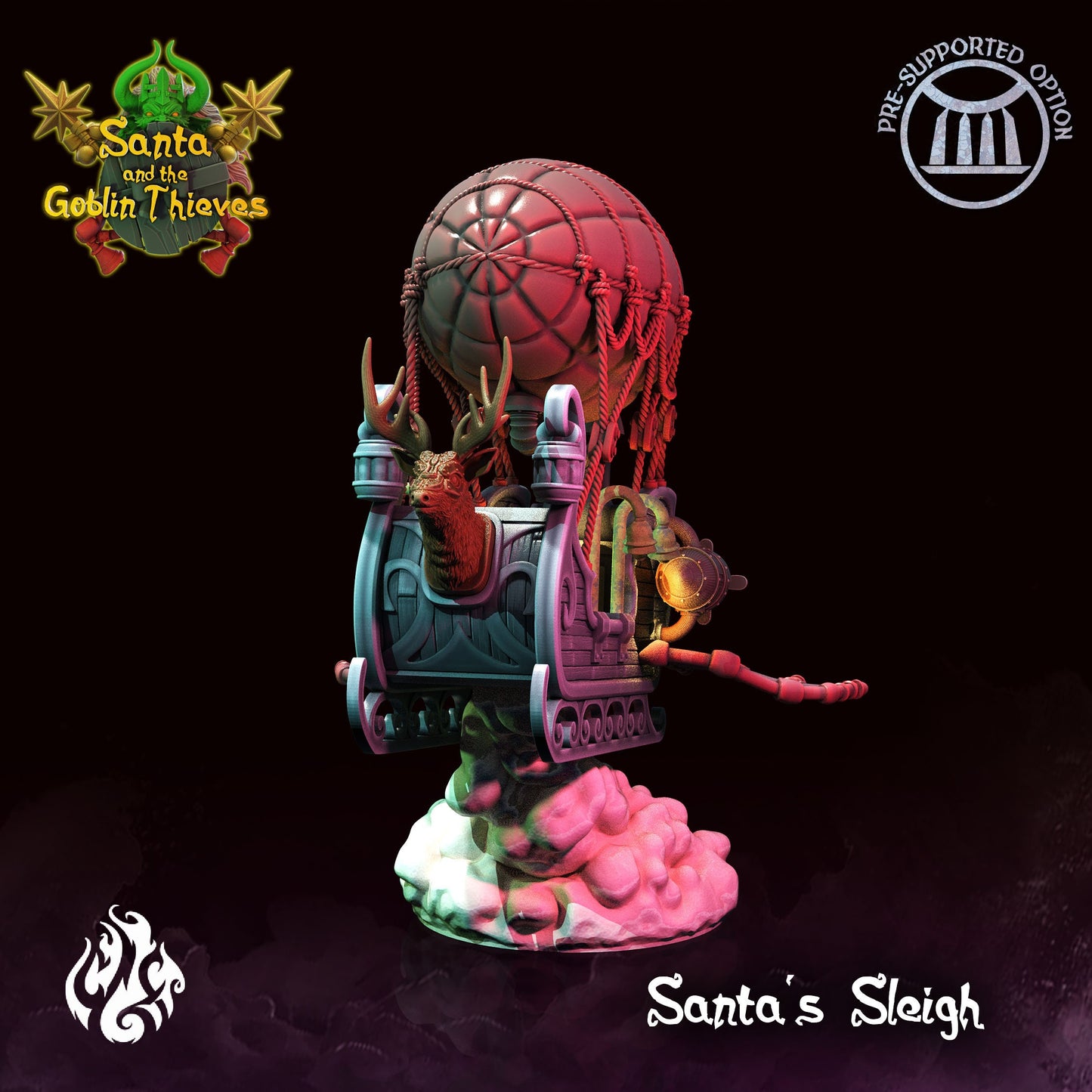 Santa's Sleigh Tabletop RPG Miniature | Santa & The Goblin Thieves Collection | Crippled God Foundry