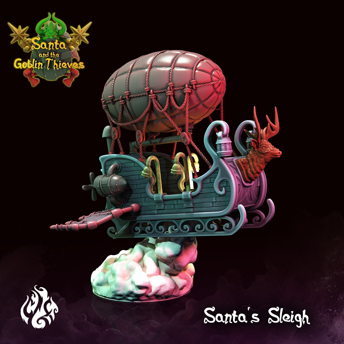 Santa's Sleigh Tabletop RPG Miniature | Santa & The Goblin Thieves Collection | Crippled God Foundry