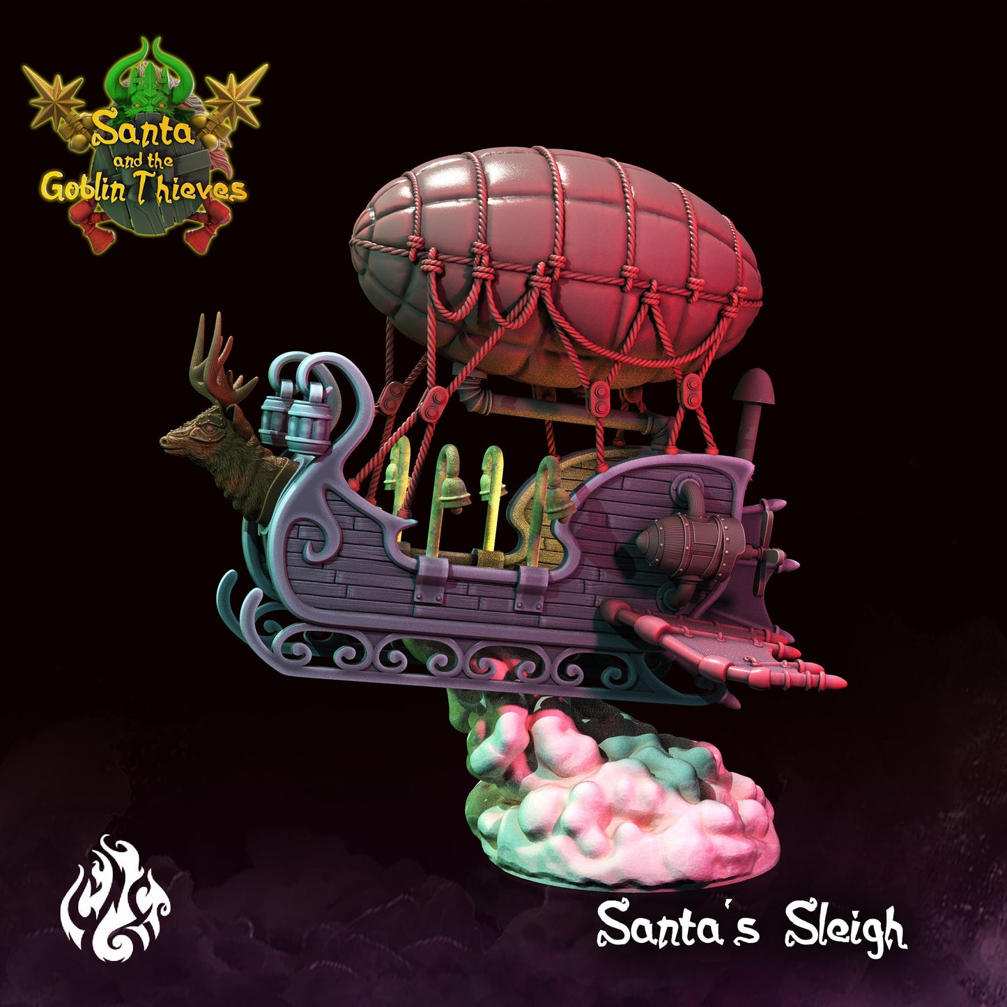 Santa's Sleigh Tabletop RPG Miniature | Santa & The Goblin Thieves Collection | Crippled God Foundry