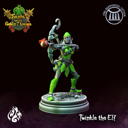 Twinkle the Elf Tabletop RPG Miniature | Santa & The Goblin Thieves Collection | Crippled God Foundry