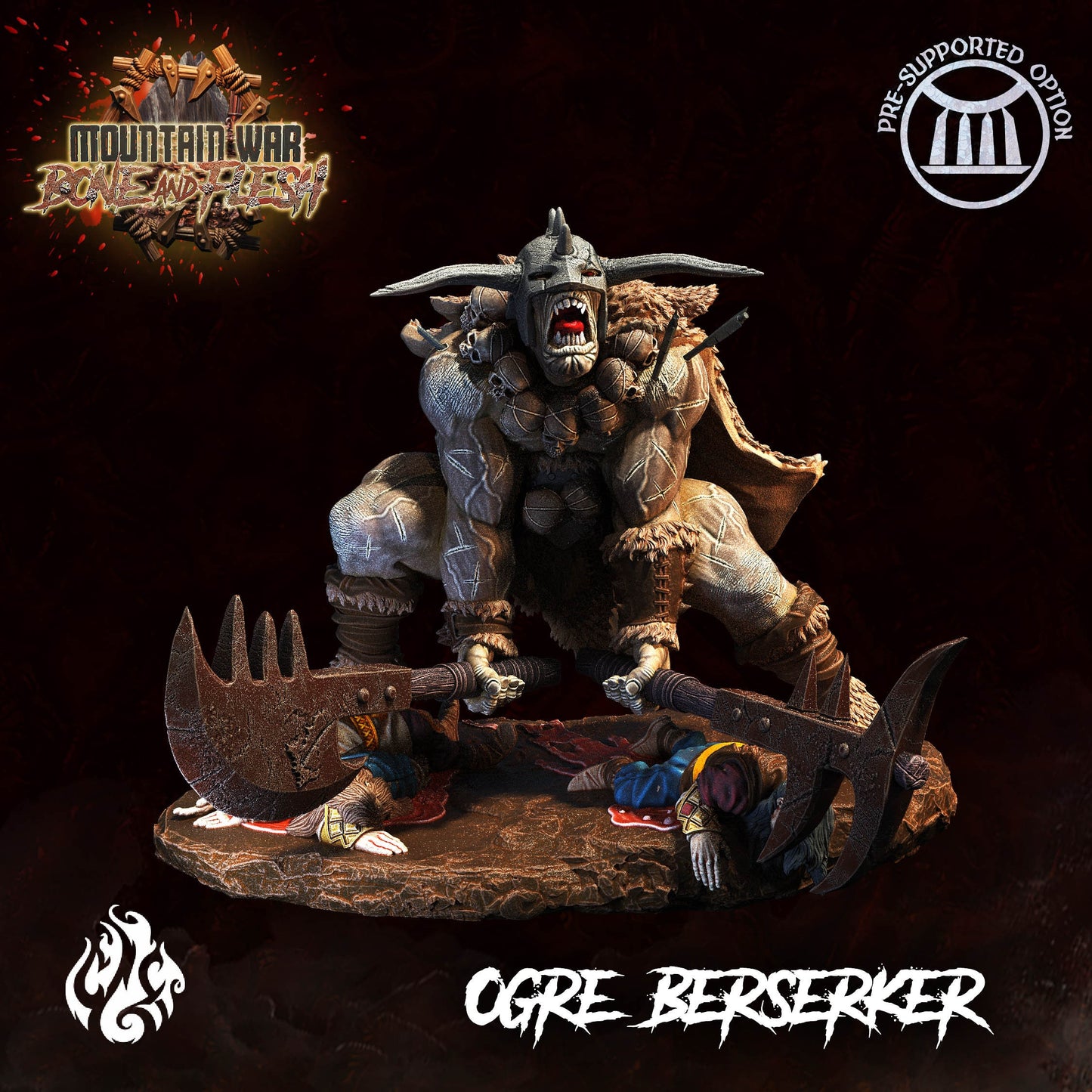 Ogre Berserker Tabletop RPG Miniature | Mountain War: Bone and Flesh Collection | Crippled God Foundry