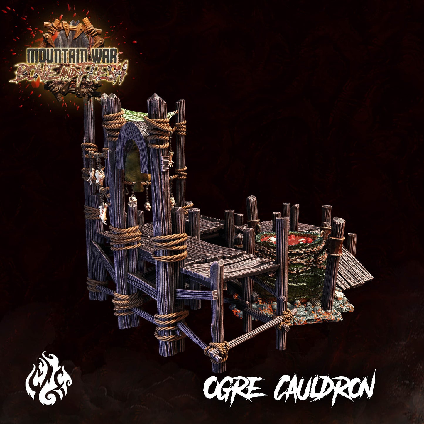 Ogre Cauldron Tabletop RPG Terrain Set | Mountain War: Bone and Flesh Collection | Crippled God Foundry