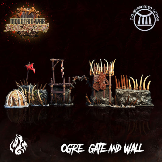 Ogre Gate and Wall Tabletop RPG Terrain Set | Mountain War: Bone and Flesh Collection | Crippled God Foundry