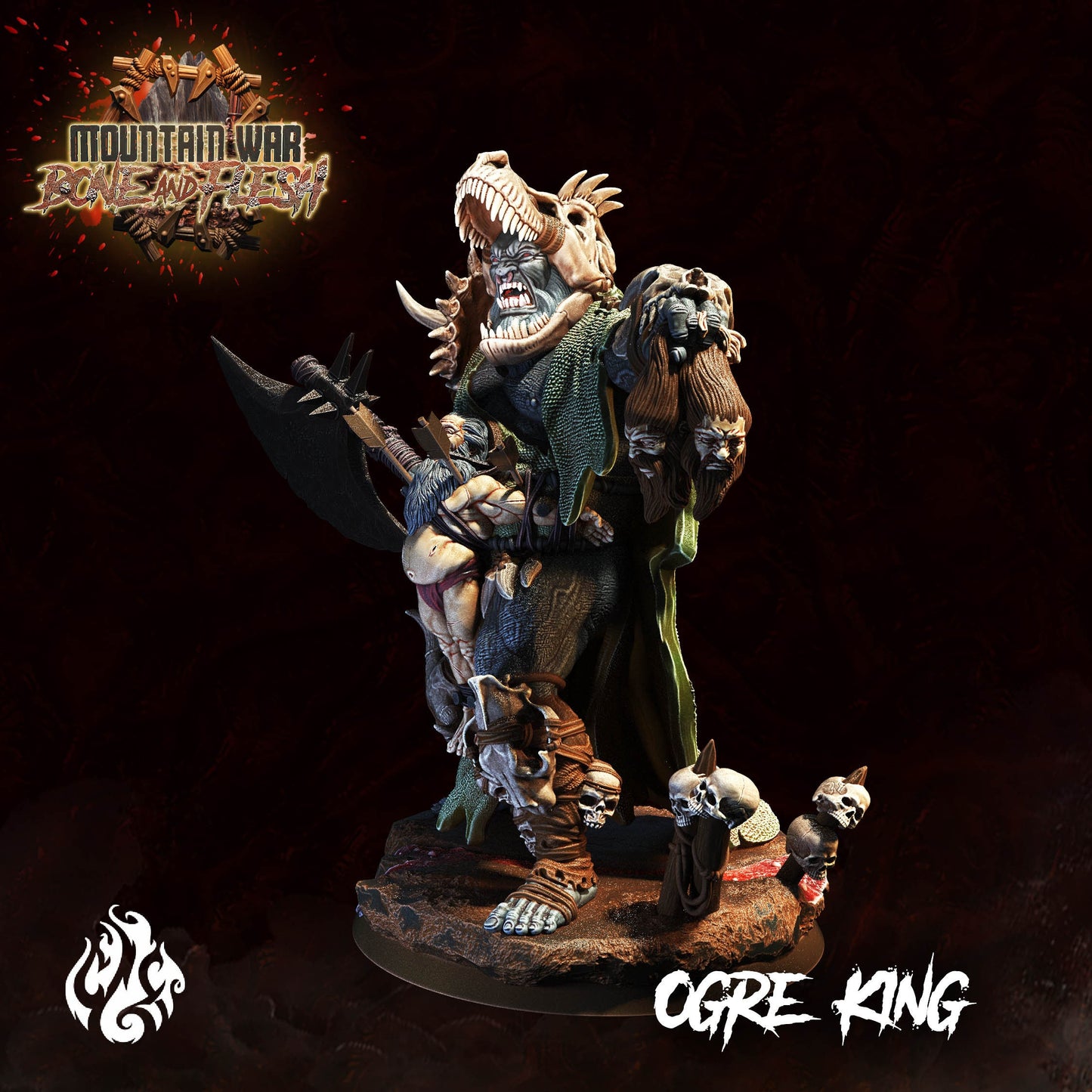 Ogre King Tabletop RPG Miniature | Mountain War: Bone and Flesh Collection | Crippled God Foundry