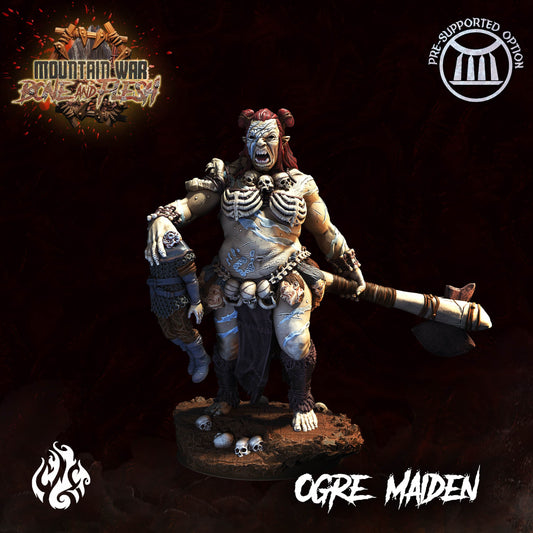 Ogre Maiden Tabletop RPG Miniature | Mountain War: Bone and Flesh Collection | Crippled God Foundry