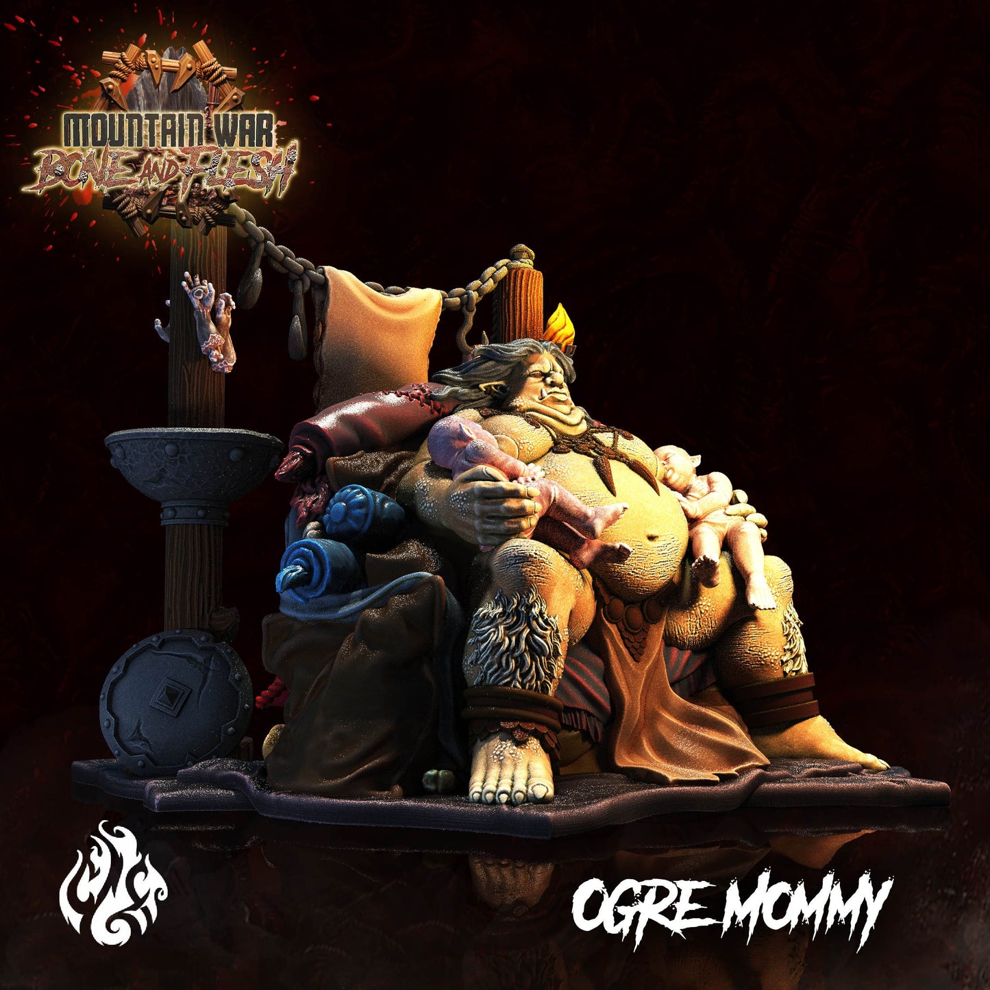 Ogre Mommy Tabletop RPG Miniature | Mountain War: Bone and Flesh Collection | Crippled God Foundry