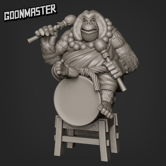 Orangutan Drummer Resin Miniature | Monkey King | Goon Master Games