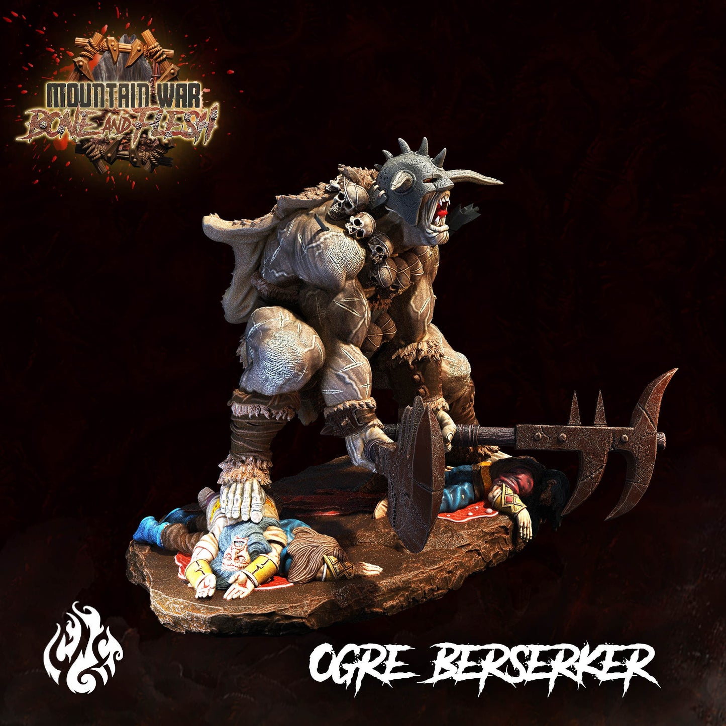 Ogre Berserker Tabletop RPG Miniature | Mountain War: Bone and Flesh Collection | Crippled God Foundry