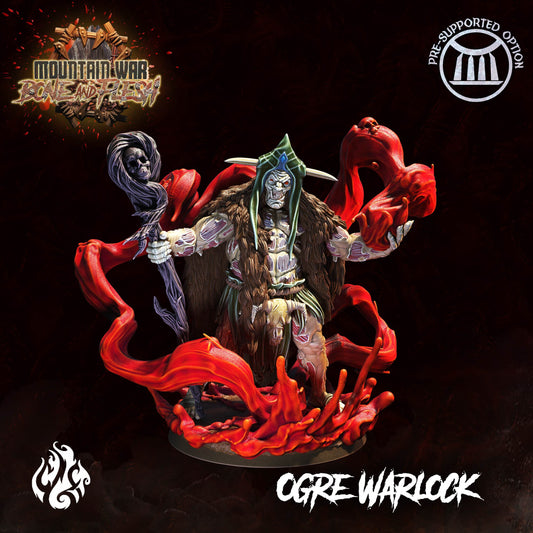 Ogre Blood Warlock Tabletop RPG Miniature | Mountain War: Bone and Flesh Collection | Crippled God Foundry