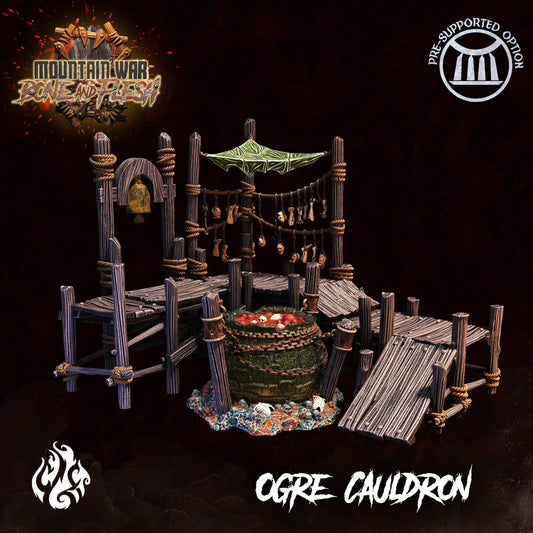 Ogre Cauldron Tabletop RPG Terrain Set | Mountain War: Bone and Flesh Collection | Crippled God Foundry