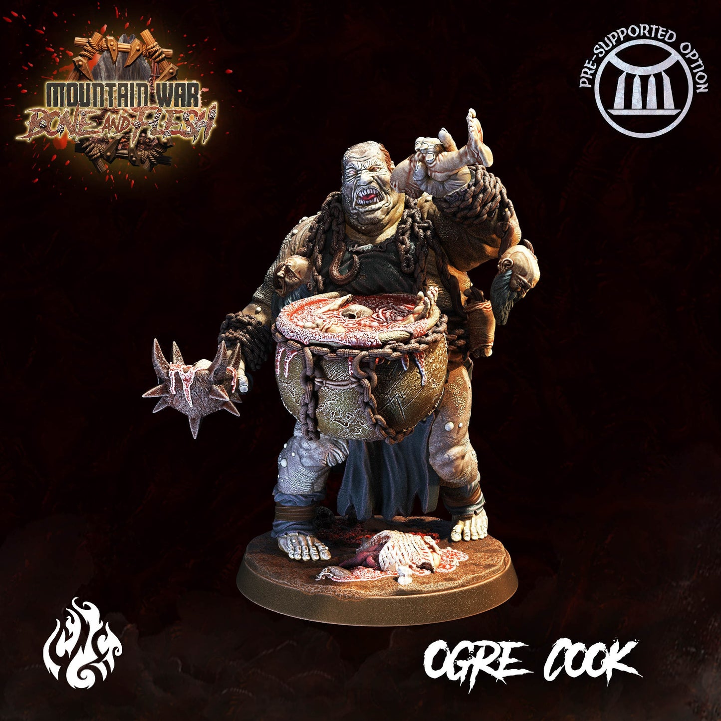 Ogre Cook Tabletop RPG Miniature | Mountain War: Bone and Flesh Collection | Crippled God Foundry