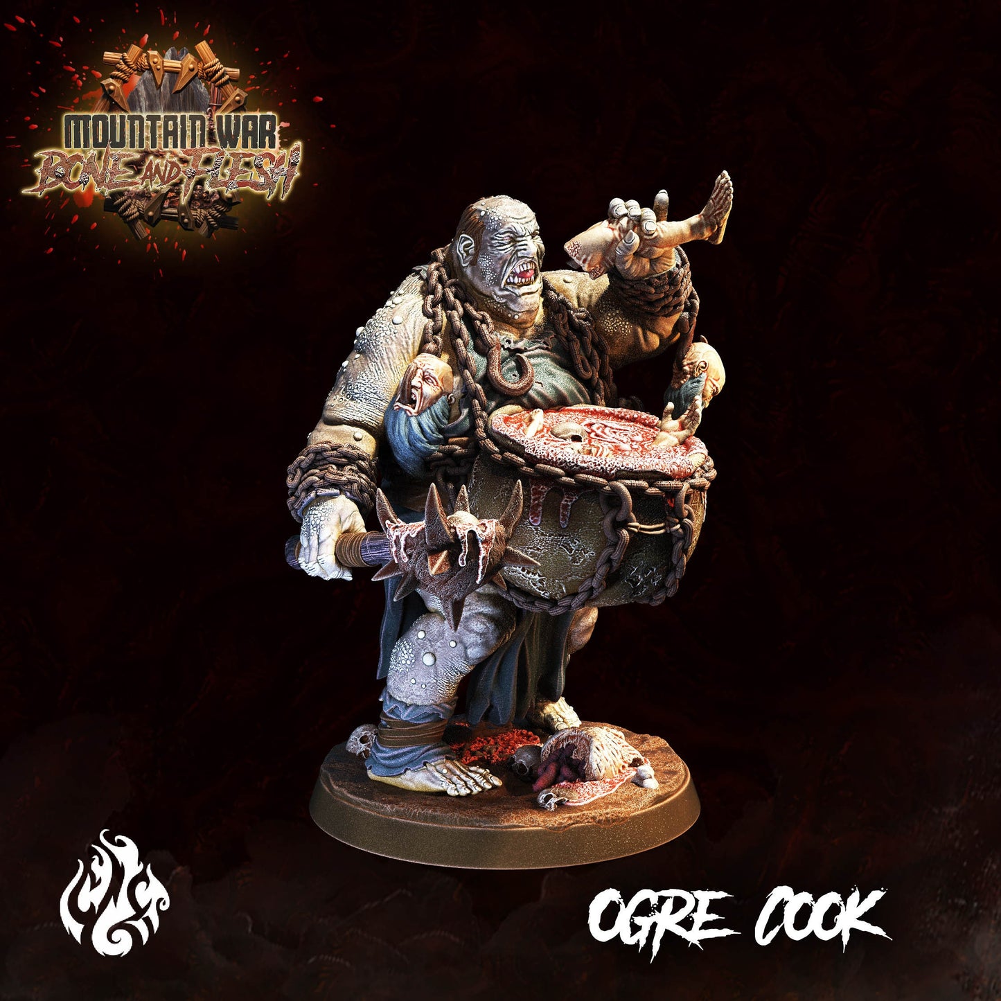 Ogre Cook Tabletop RPG Miniature | Mountain War: Bone and Flesh Collection | Crippled God Foundry