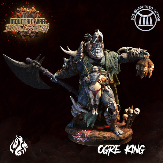 Ogre King Tabletop RPG Miniature | Mountain War: Bone and Flesh Collection | Crippled God Foundry