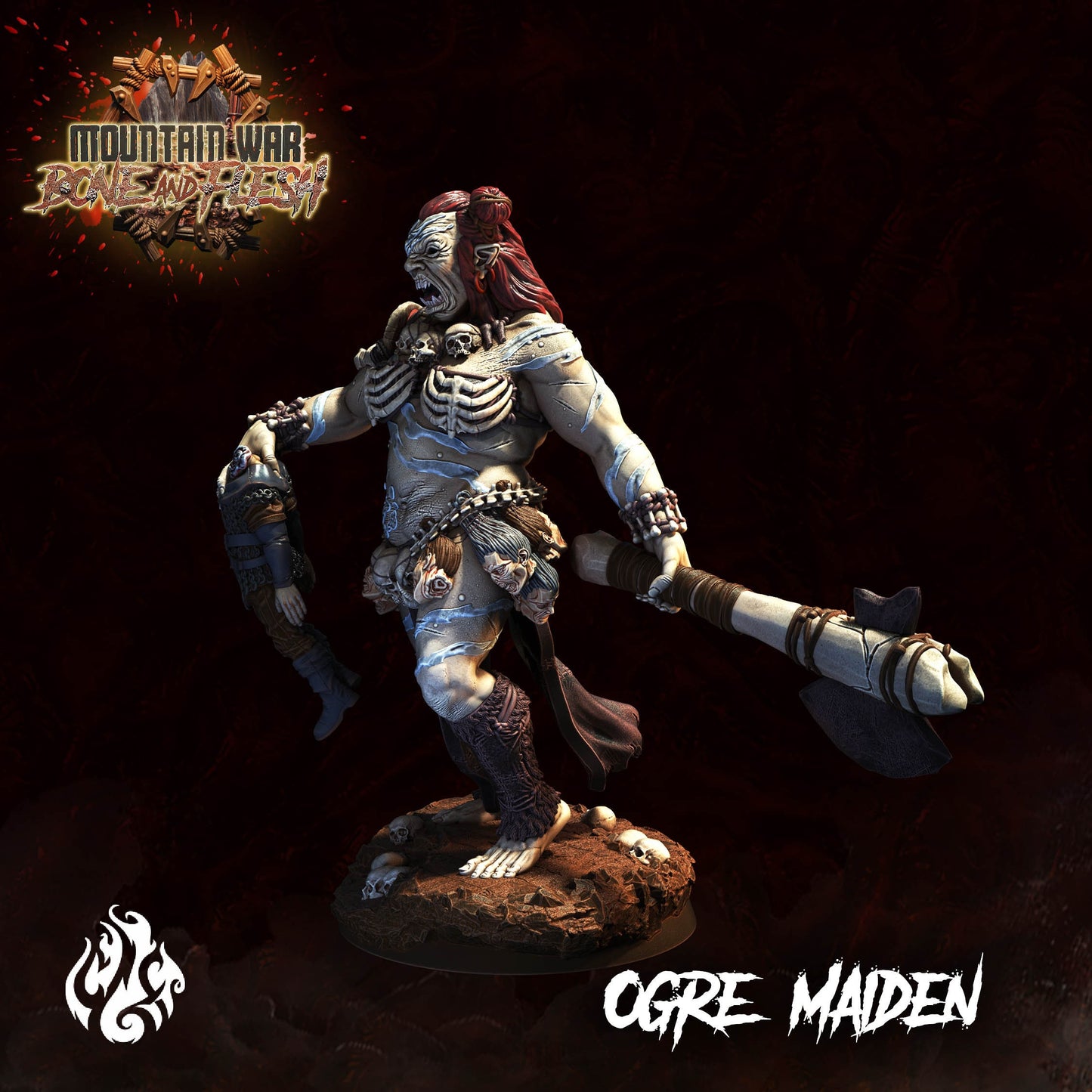 Ogre Maiden Tabletop RPG Miniature | Mountain War: Bone and Flesh Collection | Crippled God Foundry