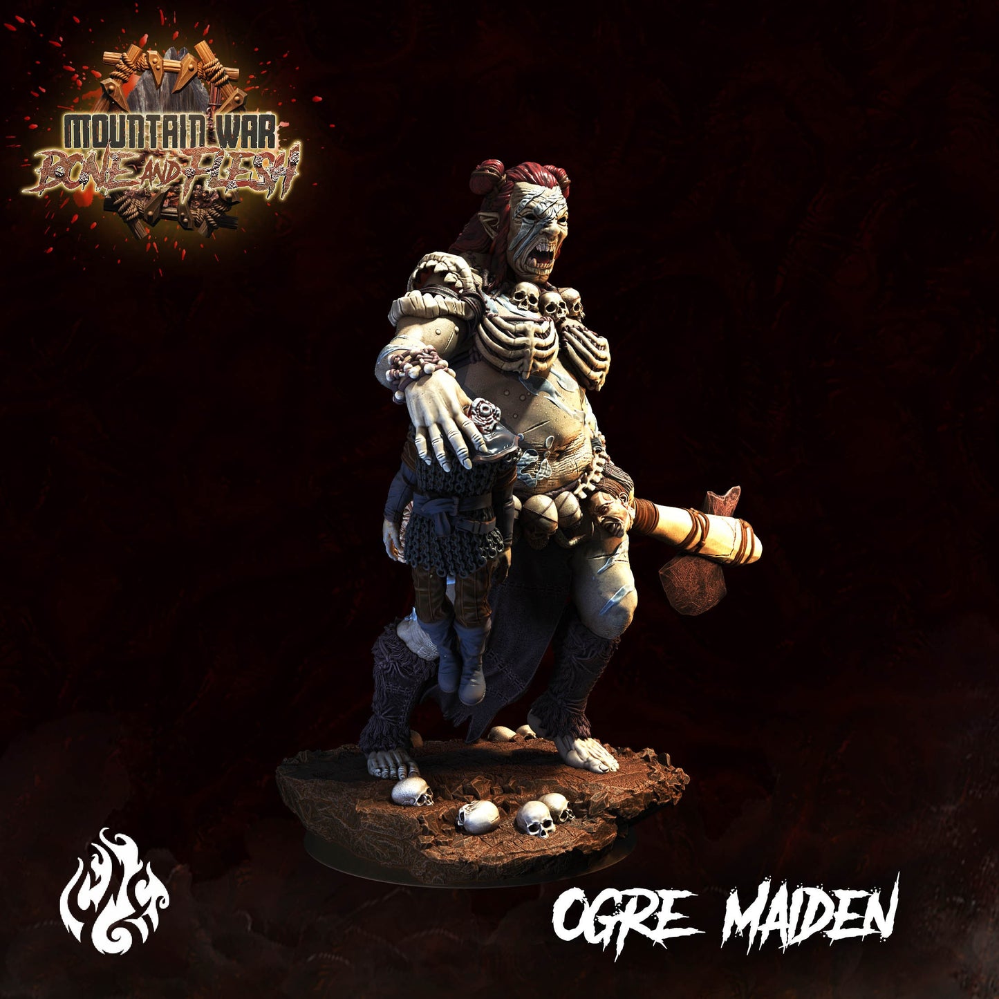 Ogre Maiden Tabletop RPG Miniature | Mountain War: Bone and Flesh Collection | Crippled God Foundry