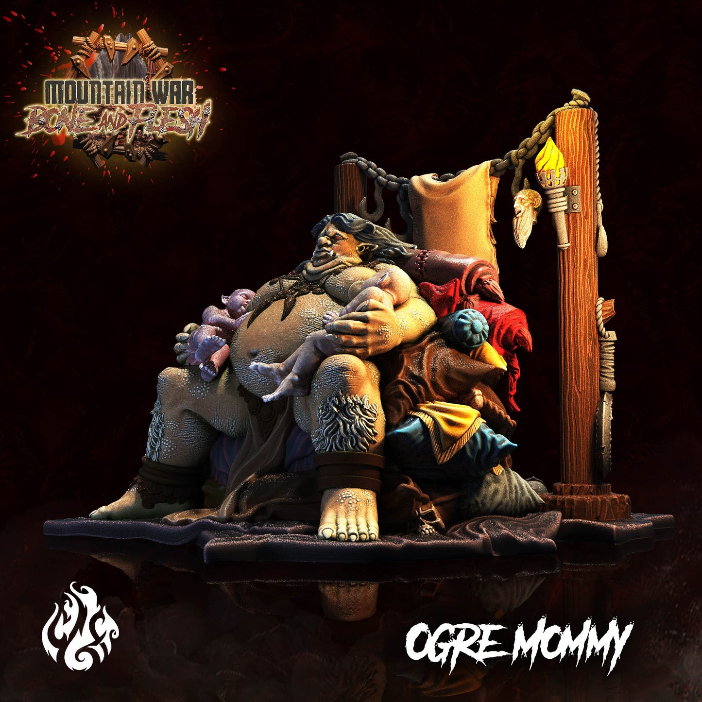 Ogre Mommy Tabletop RPG Miniature | Mountain War: Bone and Flesh Collection | Crippled God Foundry