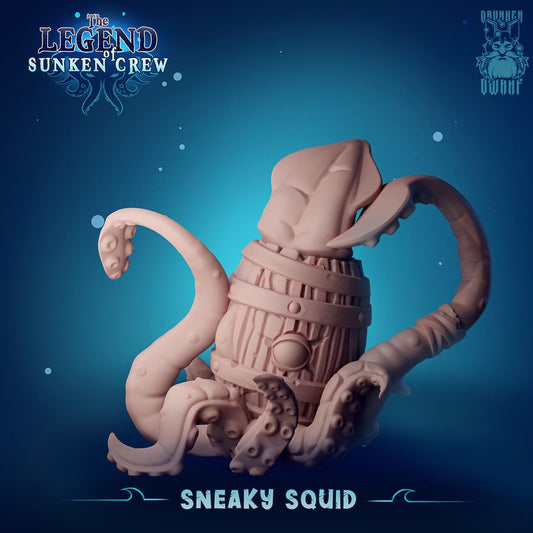 Sneaky Squid Resin Miniature | Legend of the Sunken Crew Tabletop Series | Drunken Dwarf Miniatures