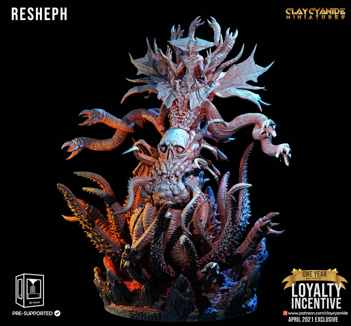 Resheph the Ravager - God of Plague Resin RPG Tabletop Miniature  | Clay Cyanide Miniatures