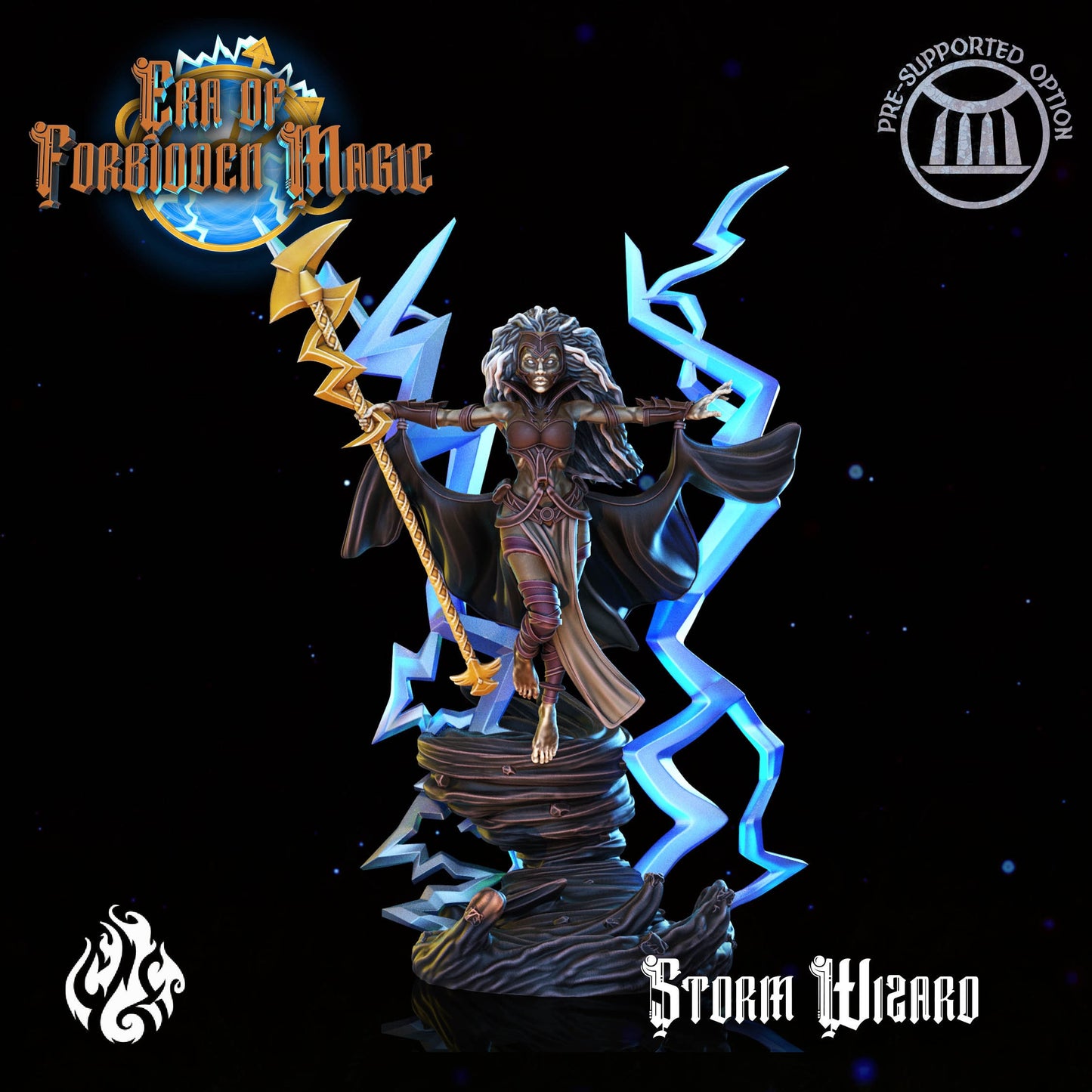 Storm Wizard Tabletop RPG Miniature | Era Of Forgotten Magic Collection | Crippled God Foundry