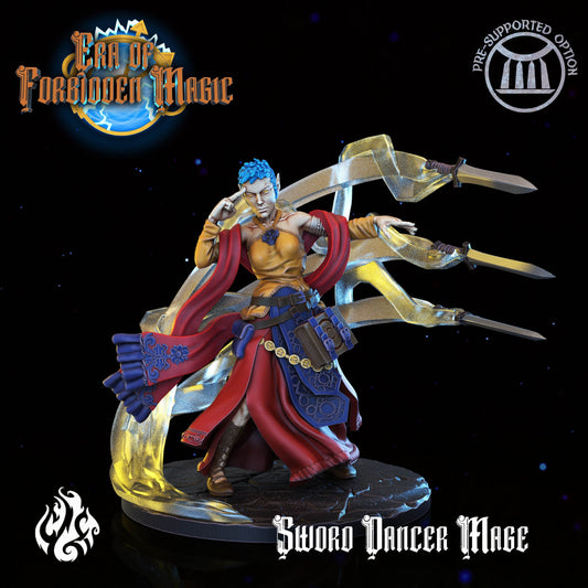 Sword Dancer Mage Tabletop RPG Miniature | Era Of Forgotten Magic Collection | Crippled God Foundry