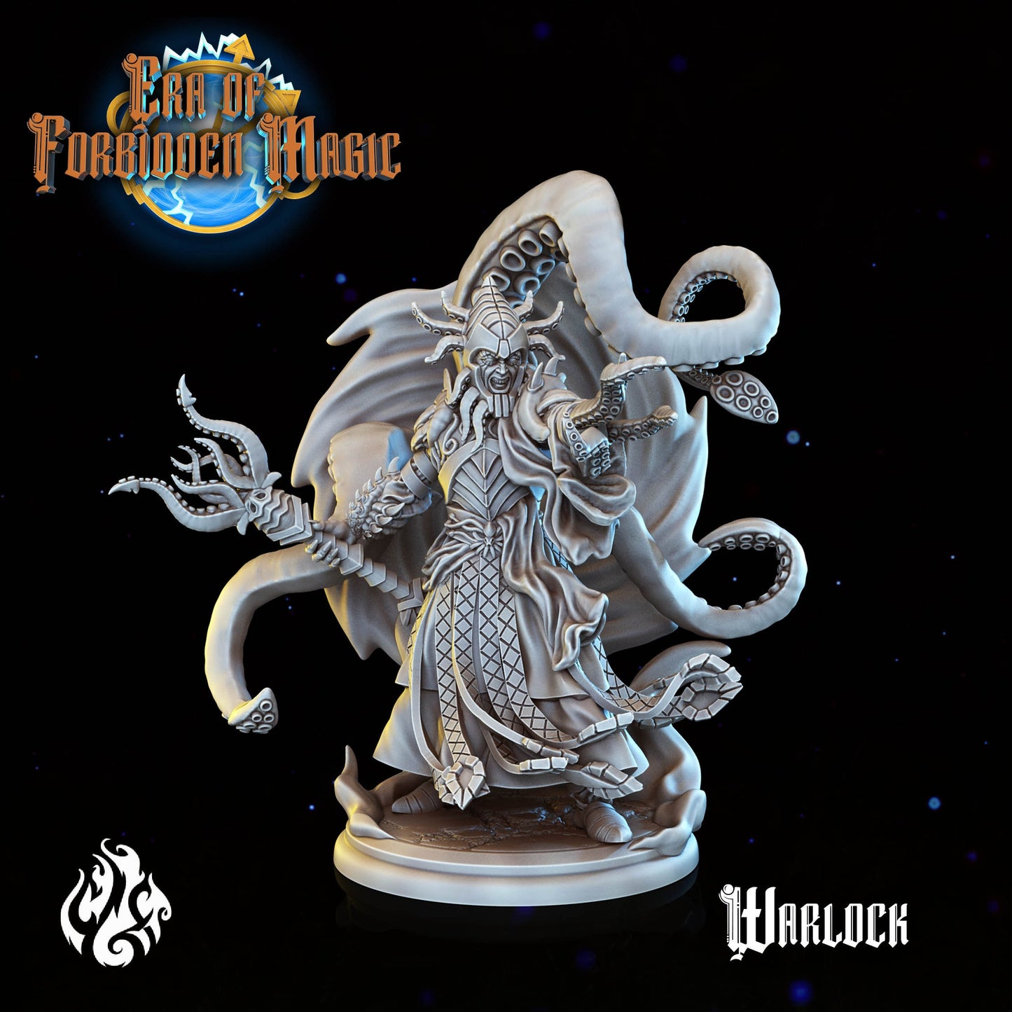 Warlock Tabletop RPG Miniature | Era Of Forgotten Magic Collection | Crippled God Foundry