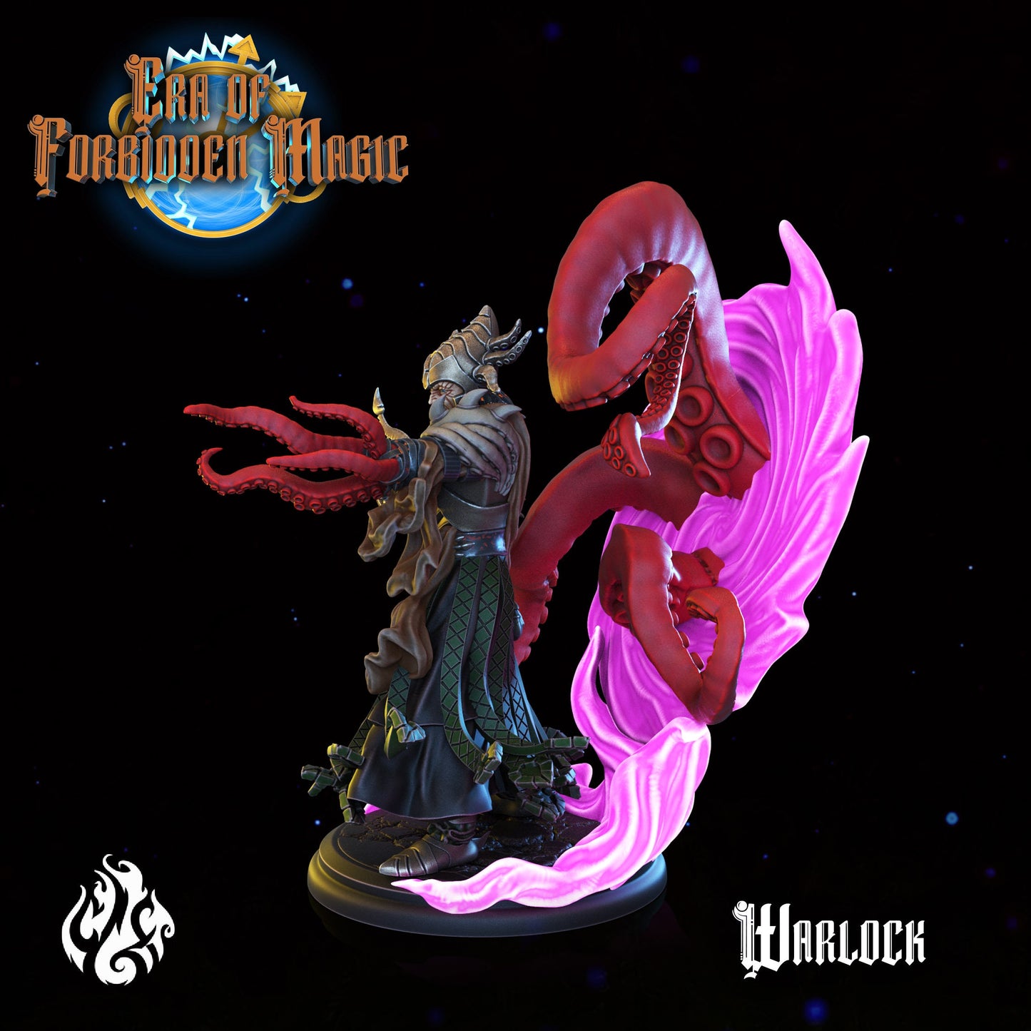 Warlock Tabletop RPG Miniature | Era Of Forgotten Magic Collection | Crippled God Foundry