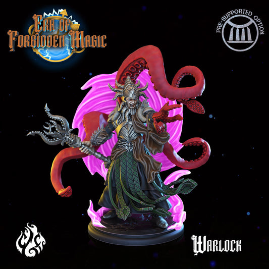 Warlock Tabletop RPG Miniature | Era Of Forgotten Magic Collection | Crippled God Foundry