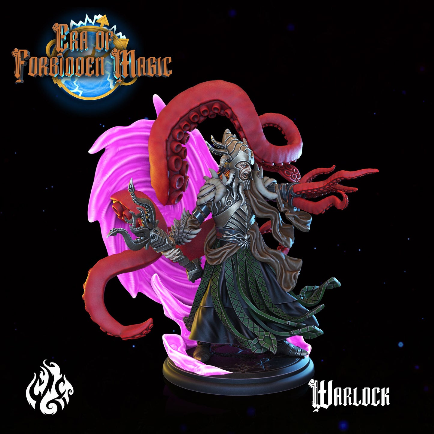 Warlock Tabletop RPG Miniature | Era Of Forgotten Magic Collection | Crippled God Foundry