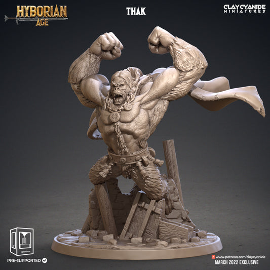 Thak the Gorilla Man Resin Miniature | Hyborian Age Series RPG Tabletop | Clay Cyanide Miniatures