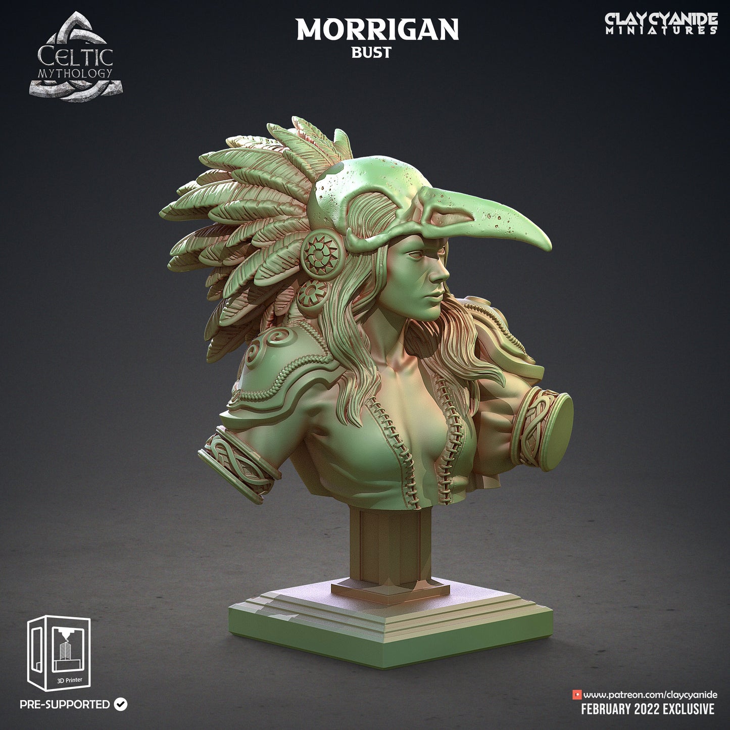 Morrigan War Goddess Resin Bust | Celtic Mythology Series RPG Tabletop | Clay Cyanide Miniatures