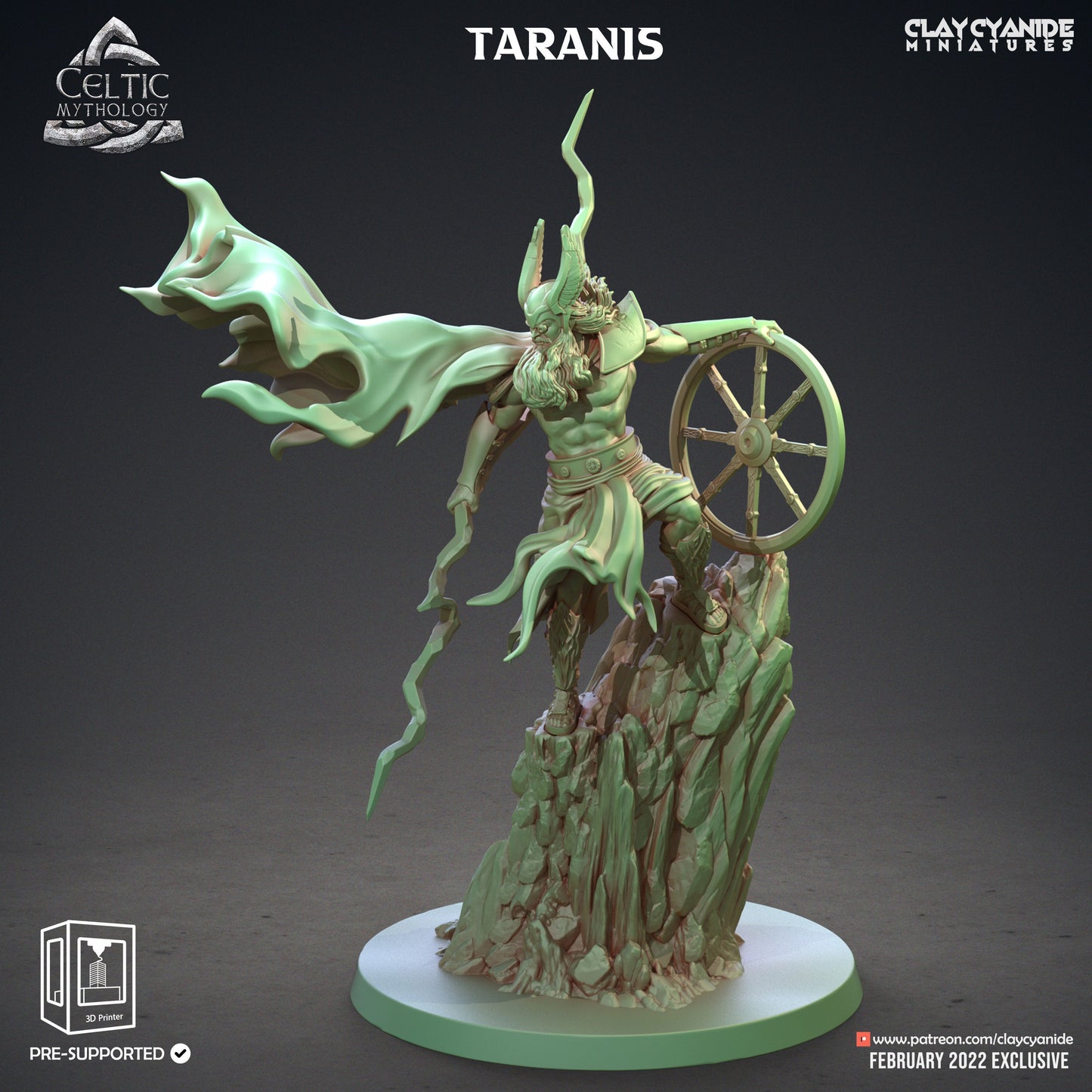 Taranis God of Thunder Resin Miniature | Celtic Mythology Series RPG Tabletop | Clay Cyanide Miniatures