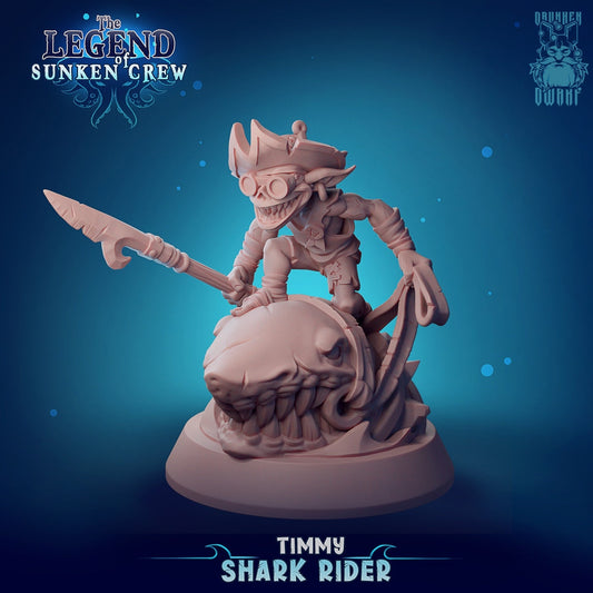 Timmy the Shark Rider Resin Miniature | Legend of the Sunken Crew Tabletop Series | Drunken Dwarf Miniatures