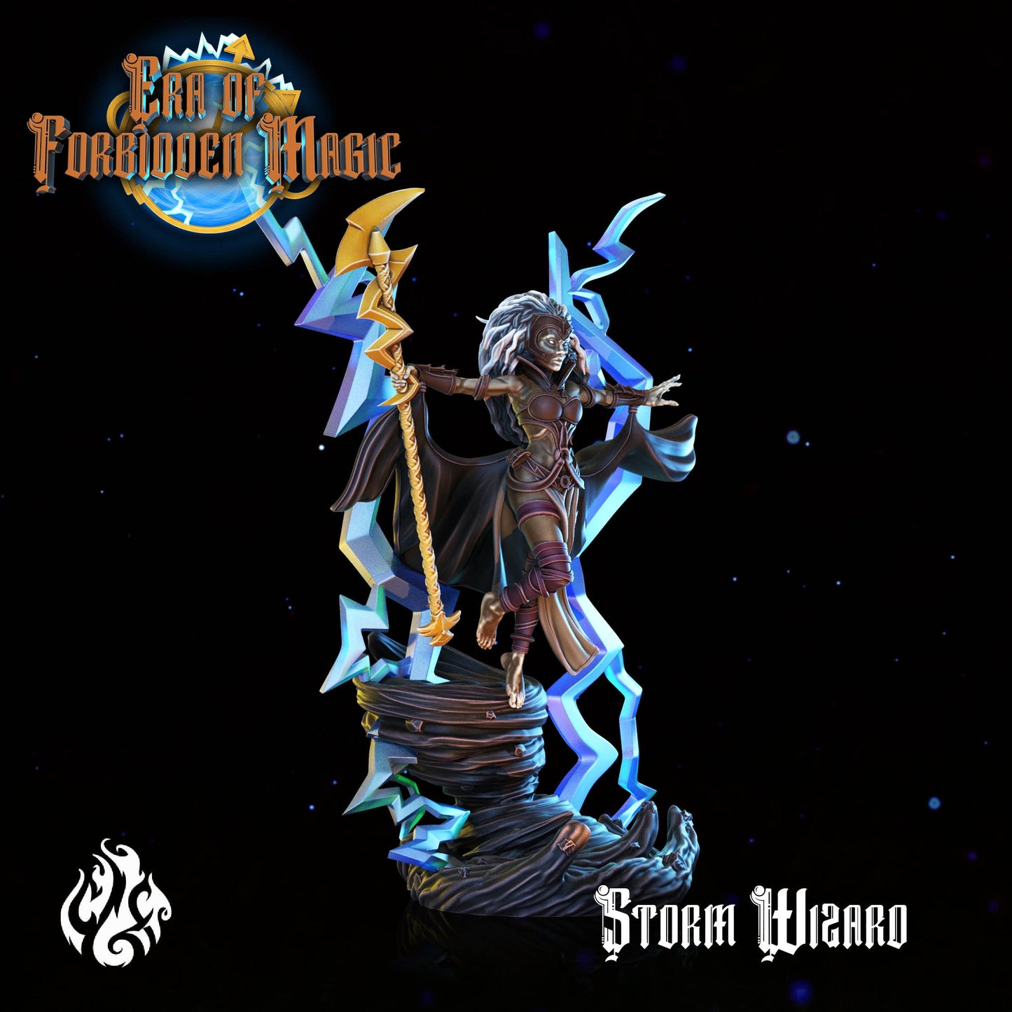 Storm Wizard Tabletop RPG Miniature | Era Of Forgotten Magic Collection | Crippled God Foundry