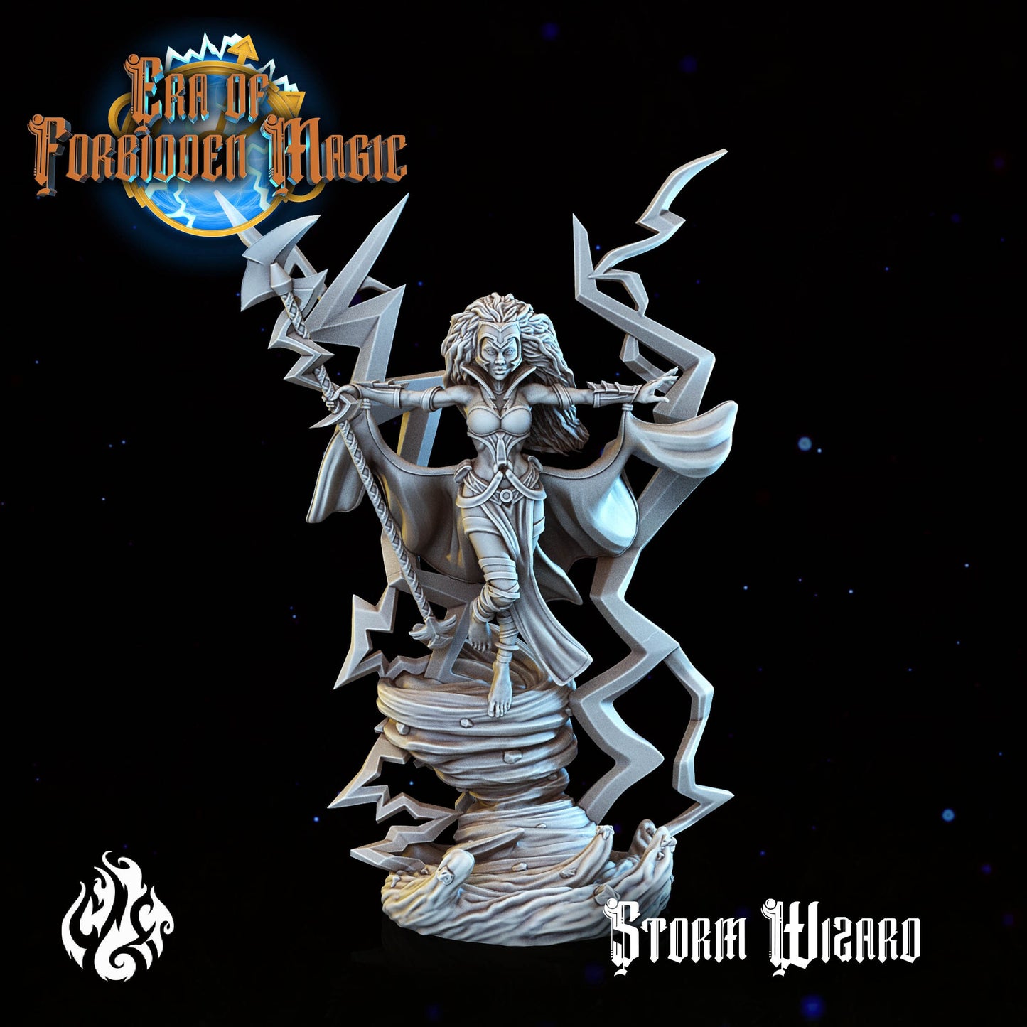 Storm Wizard Tabletop RPG Miniature | Era Of Forgotten Magic Collection | Crippled God Foundry