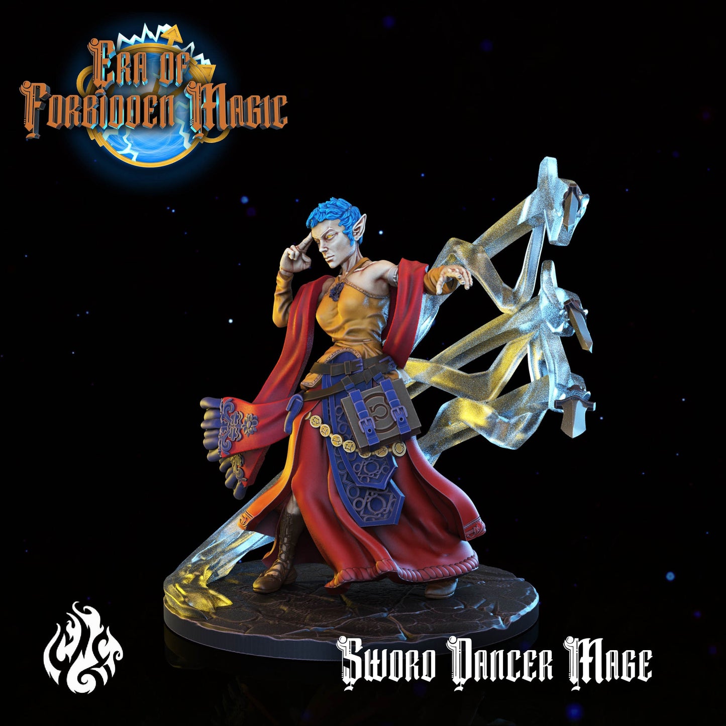 Sword Dancer Mage Tabletop RPG Miniature | Era Of Forgotten Magic Collection | Crippled God Foundry