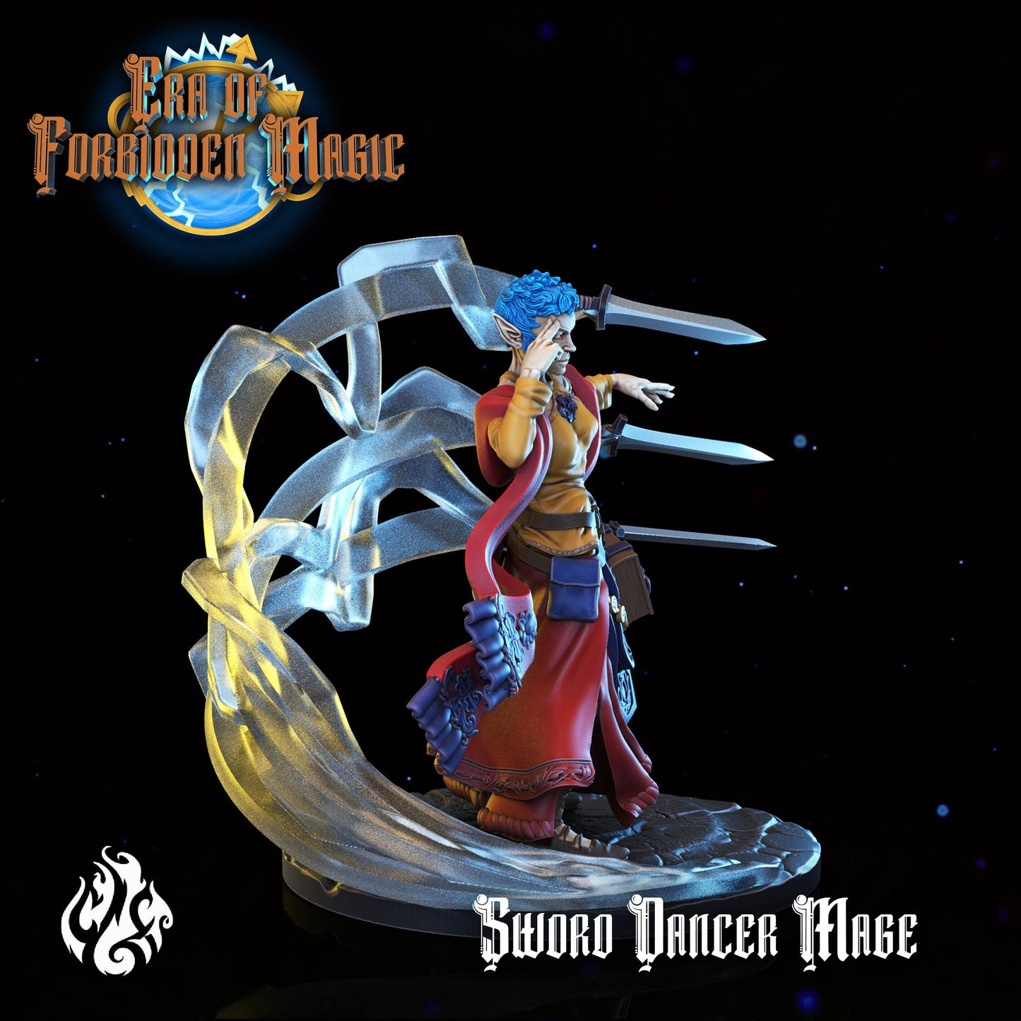 Sword Dancer Mage Tabletop RPG Miniature | Era Of Forgotten Magic Collection | Crippled God Foundry