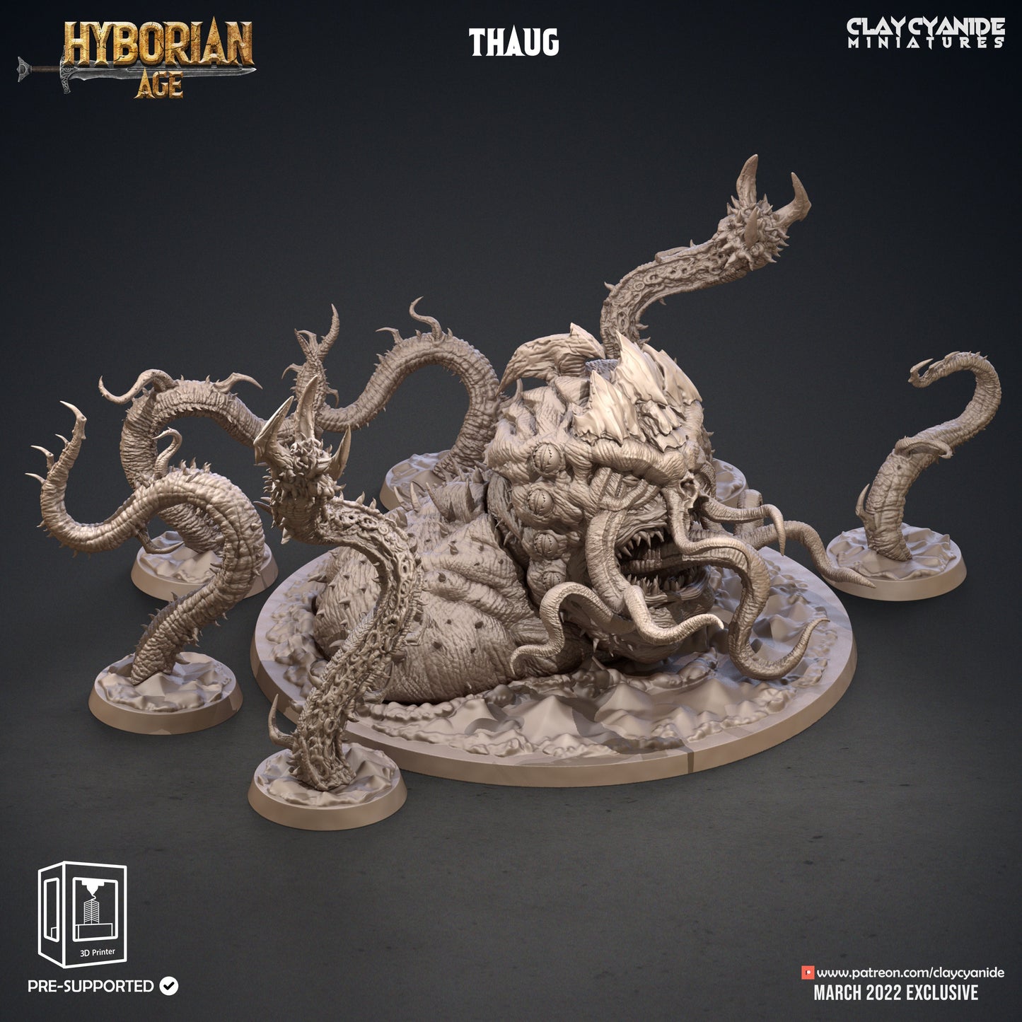 Thaug the Great Old One Resin Miniature | Hyborian Age Series RPG Tabletop | Clay Cyanide Miniatures