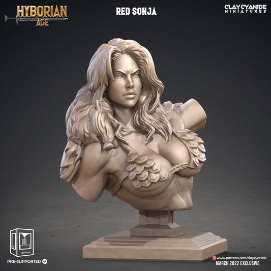 Sonja the Red Bust | Hyborian Age Series RPG Tabletop | Clay Cyanide Miniatures