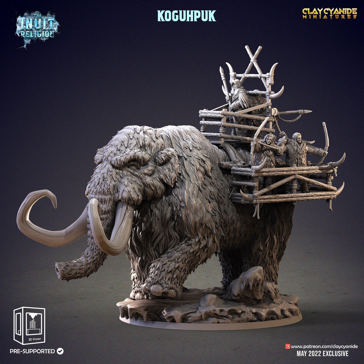 Koguhpuk Mammoth Resin Miniature Set | Inuit Religion Series RPG Tabletop Miniatures | Clay Cyanide Miniatures