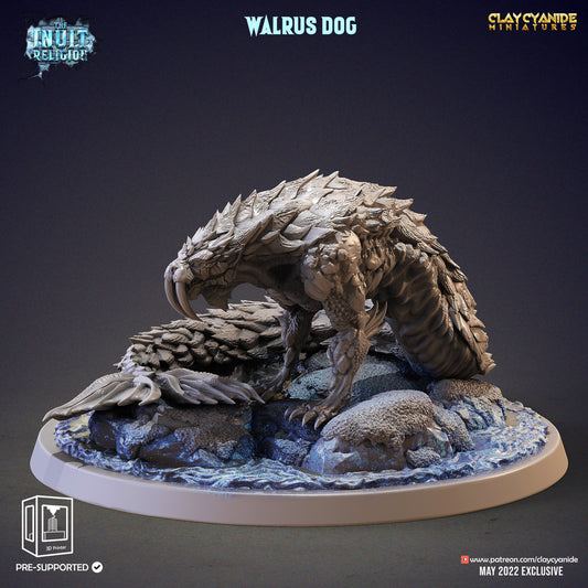 Walrus Dog Resin Miniature | Inuit Religion Series RPG Tabletop Miniatures | Clay Cyanide Miniatures