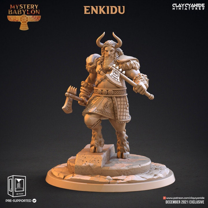 Enkidu Resin Miniature | Mystery Babylon Series RPG Tabletop Miniatures | Clay Cyanide Miniatures