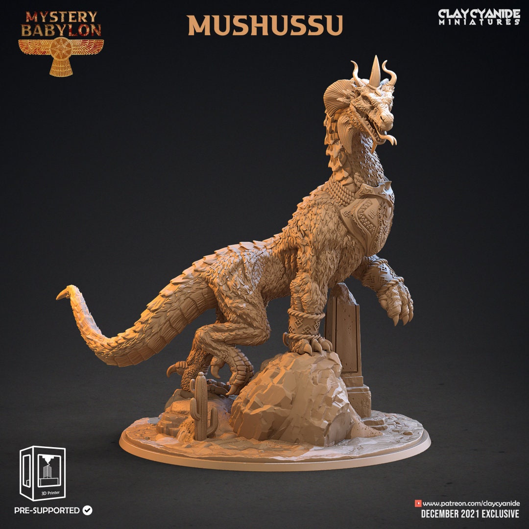 Mushussu Creature Resin Miniature | Mystery Babylon Series RPG Tabletop Miniatures | Clay Cyanide Miniatures