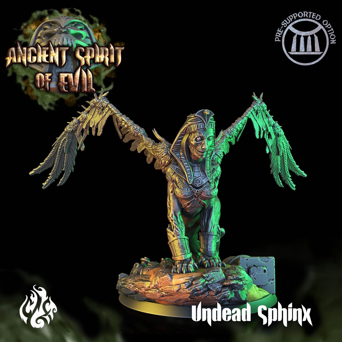 Undead Sphinx Tabletop RPG Miniature | Ancient Spirit of Evil Collection | Crippled God Foundry