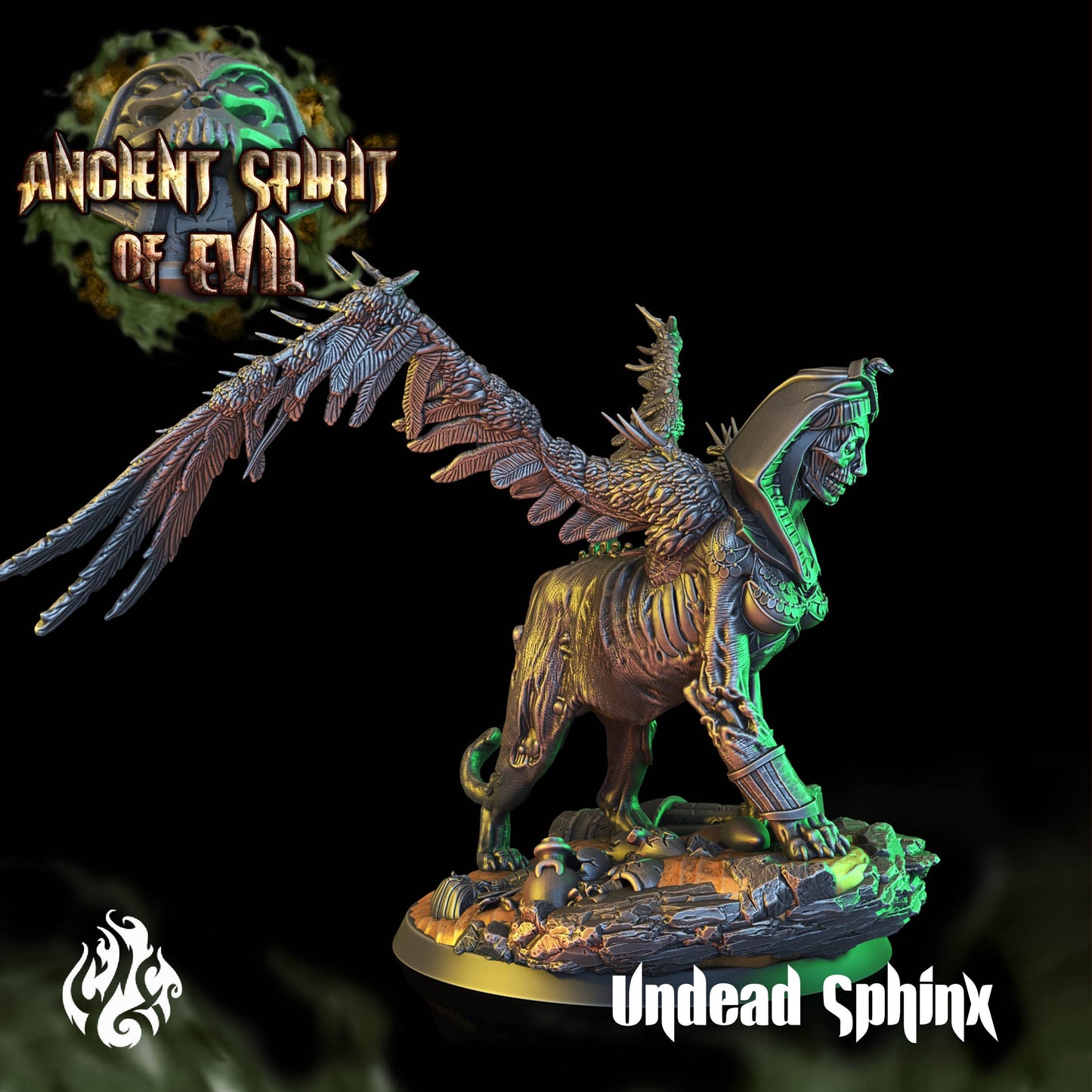 Undead Sphinx Tabletop RPG Miniature | Ancient Spirit of Evil Collection | Crippled God Foundry