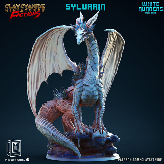 Sylvarin the Ice Dragon Resin Miniature | White Runner Factions Series RPG Tabletop | Clay Cyanide Miniatures