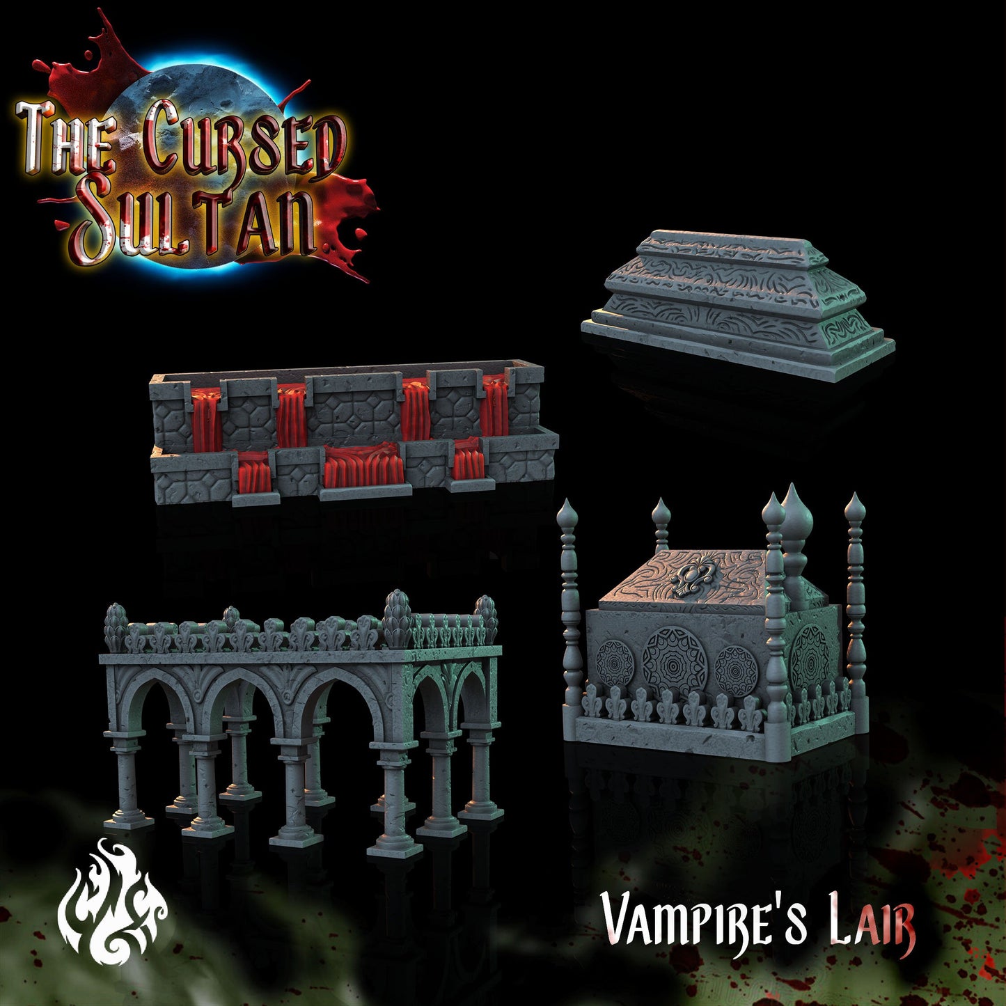 Vampire's Lair Terrain Tabletop RPG Miniature Set | Cursed Sultan Collection | Crippled God Foundry