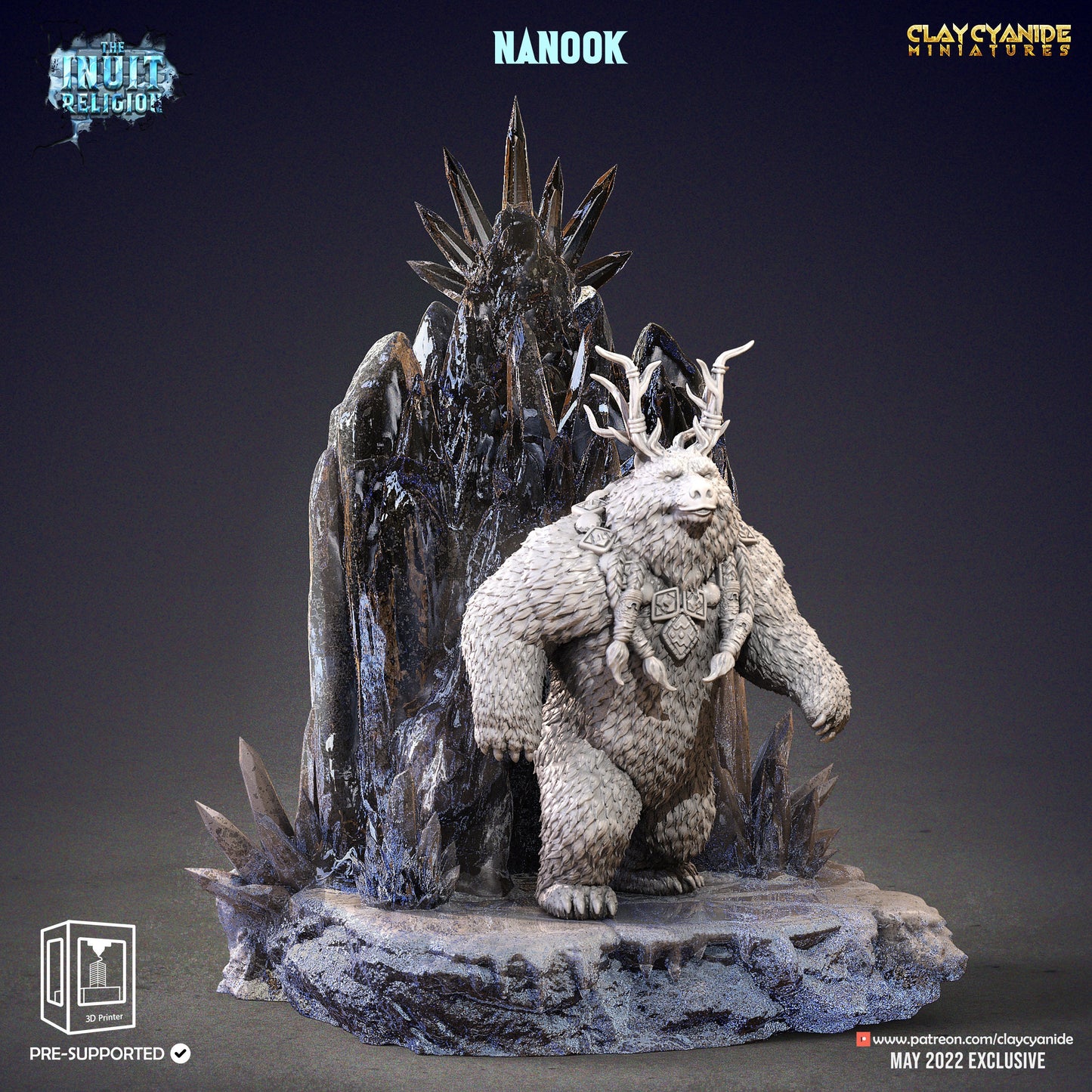 Nanook God of Bears Resin Miniature | Inuit Religion Series RPG Tabletop Miniatures | Clay Cyanide Miniatures