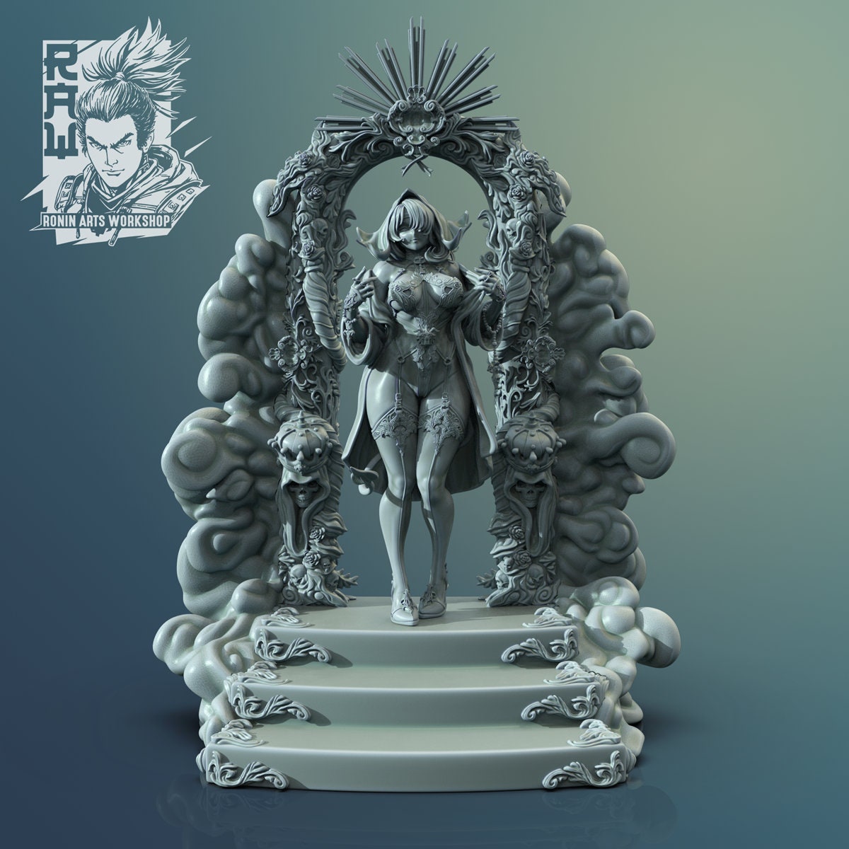 Porta Lucis Holy Devil Girl Resin Pin Up Miniature | Ronin Arts Workshop RAW