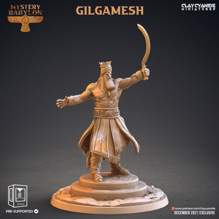 Gilgamesh Resin Miniature | Mystery Babylon Series RPG Tabletop Miniatures | Clay Cyanide Miniatures