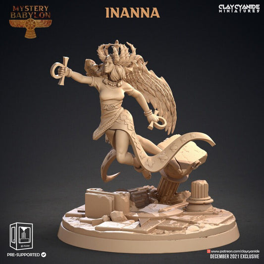 Inanna Goddess of Love Resin Miniature | Mystery Babylon Series RPG Tabletop Miniatures | Clay Cyanide Miniatures